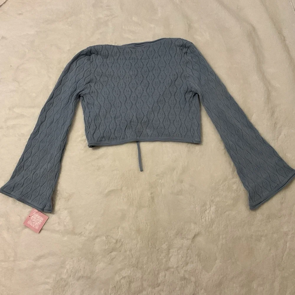 Rare Editions Knit cardigan Bell sleeves Blue NWT Size 14 Medium